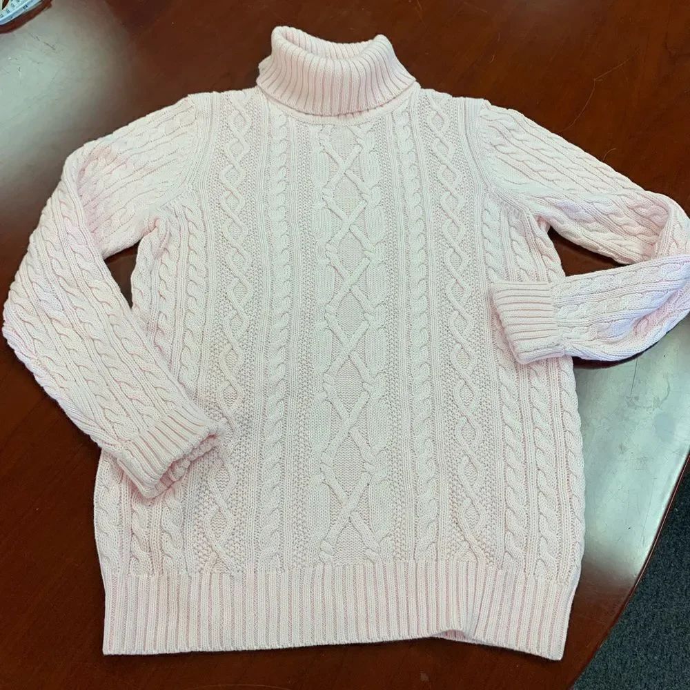 Croft & Barrow Pink Cable Knit Turtleneck Sweater sz M